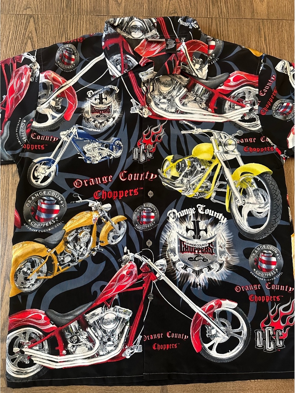 Orange County Choppers Motorcycle Print Shirt Size L